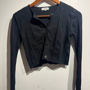 Black ribbed button-up by Garage